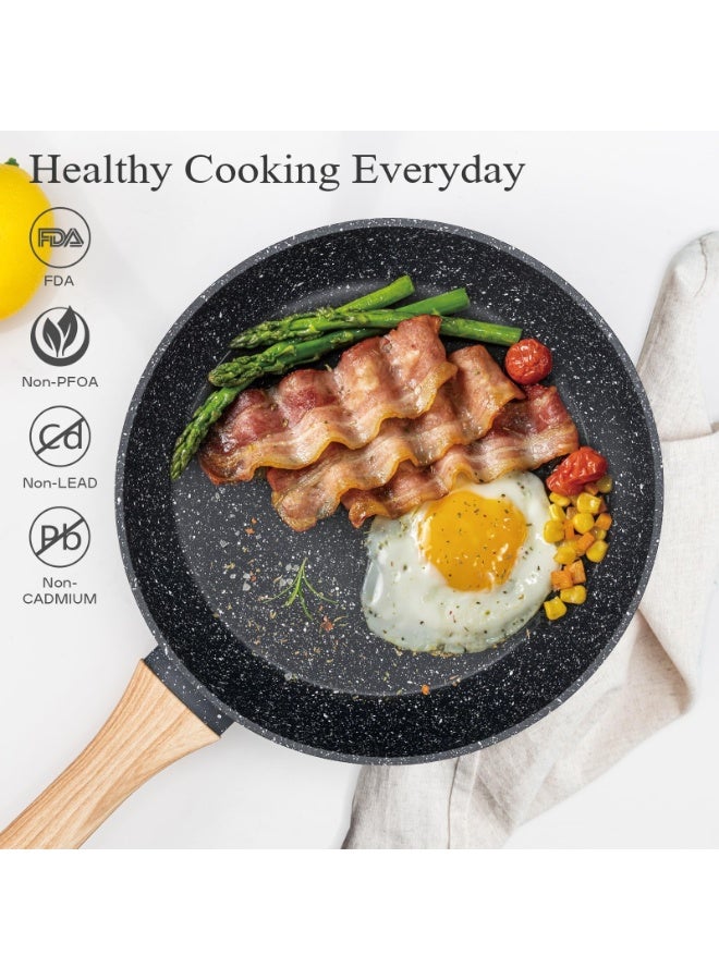 BOAO Upgrade Your Kitchen with BOAO Nonstick Pots and Pans Set - 12-Piece Cookware Set Featuring FDA-Certified Safety, Effortless Cleaning & Elegant Design - Compatible with All Stove Types (Black) - Image 4